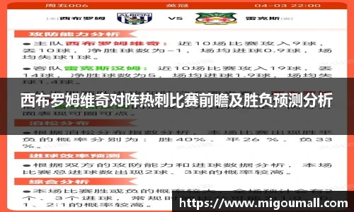 人生就是博西布罗姆维奇对阵热刺比赛前瞻及胜负预测分析